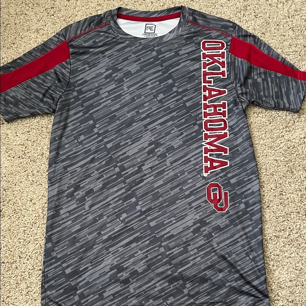 Pro Edge Gray and Red Oklahoma Men's Tee